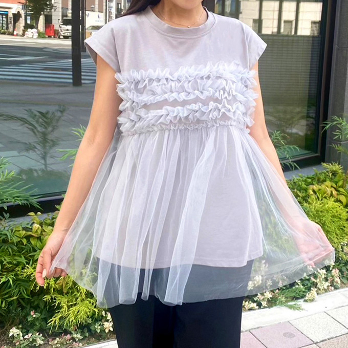 フリルチュールドッキングカットソー【ネコポスOK】【7h-831-04707】