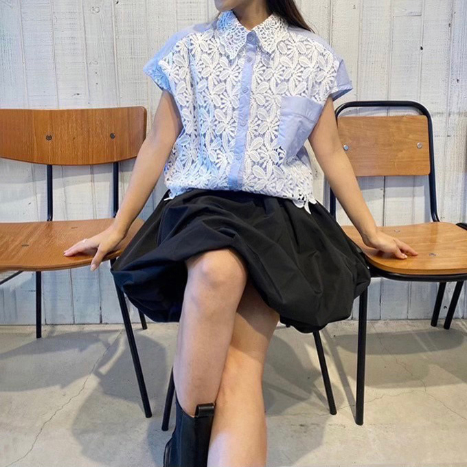 レースレイヤードブラウス【ネコポスOK】【7h-831-04726】