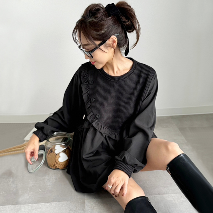 アシメフリルドッキングトップス【ネコポスOK】【7h-831-04859】