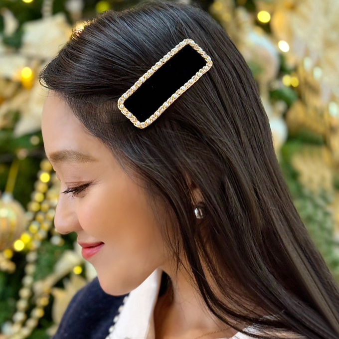 スクエアパール＆ビジューヘアピン【ネコポスOK】【7h-831-05007】