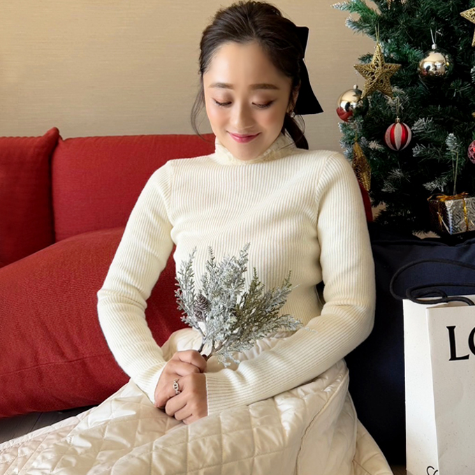 バックオープンレースリブニット【7h-831-05063】