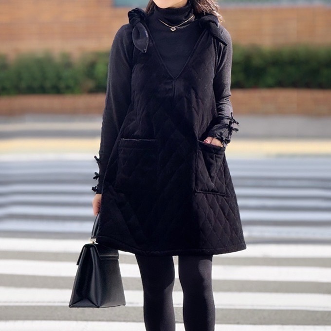 ベロアキルティングワンピース【7h-920-09599】