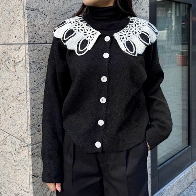 フラワービッグカラーカーディガン【7h-831-05186】