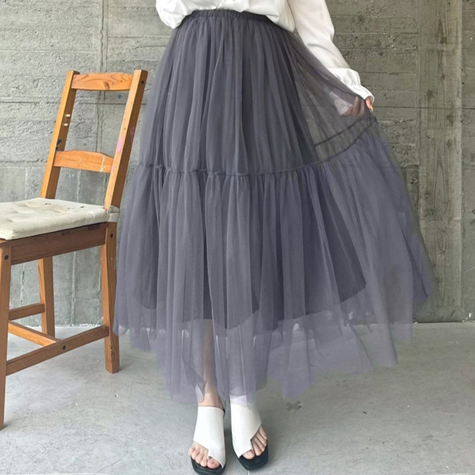 切り替えチュールスカート【7g-831-05347】