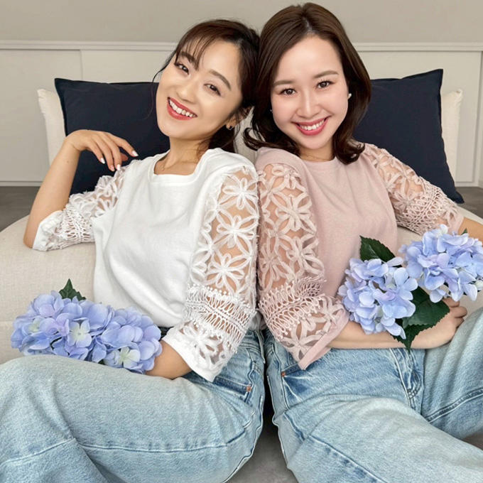 レーススリーブカットソー【ネコポスOK】【7g-831-05429】