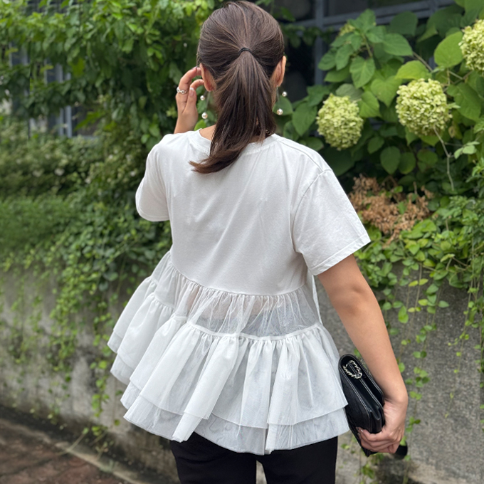 バックチュールフリルトップス【ネコポスOK】【7g-831-05744】