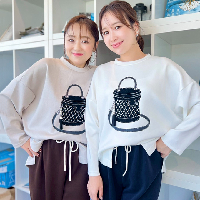 フロッキーバッグプリントプルオーバー【7f-831-05829】