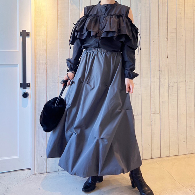 ランダムタックバルーンスカート【7f-831-05849】