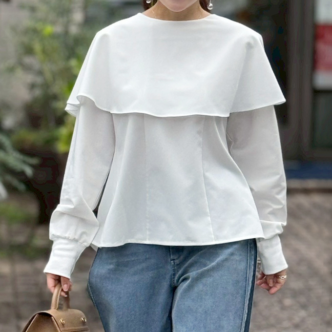 フラップデザインブラウス【7f-211-09770】