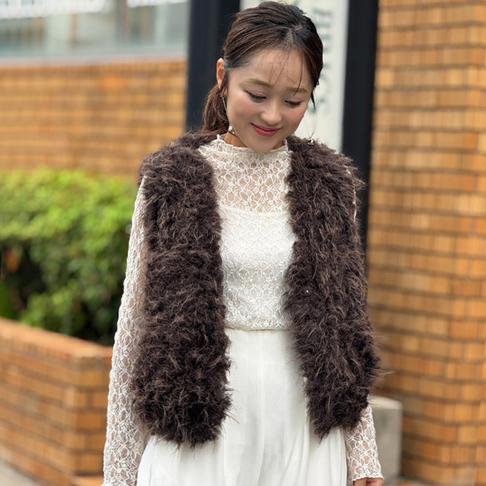 シャギーフェイクファーベスト【7f-174-01465】