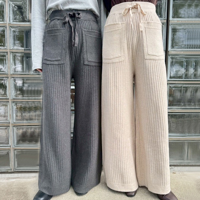 ビッグポケットリブニットパンツ【7f-831-05948】