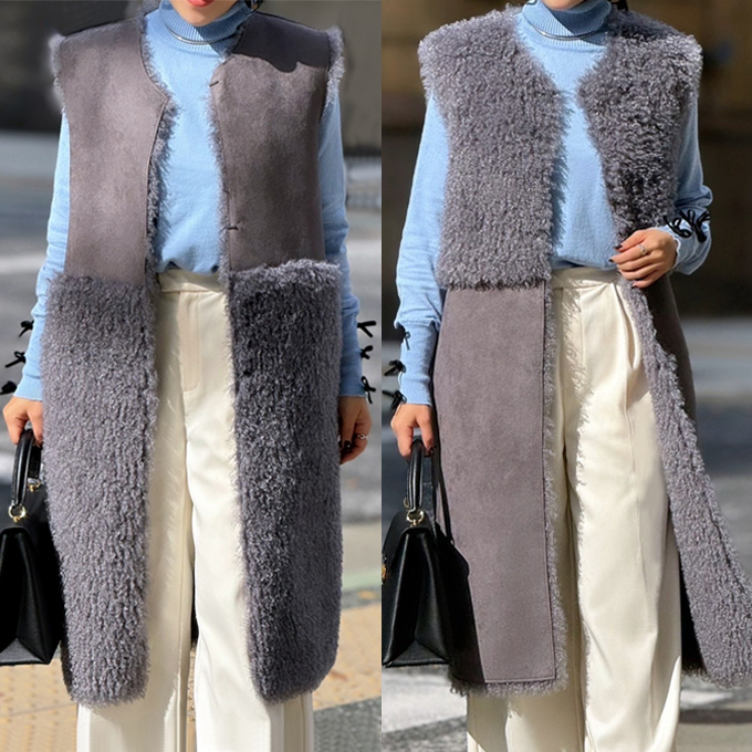 2WAYトスカーナラム風ロングジレ【7f-146-07006】