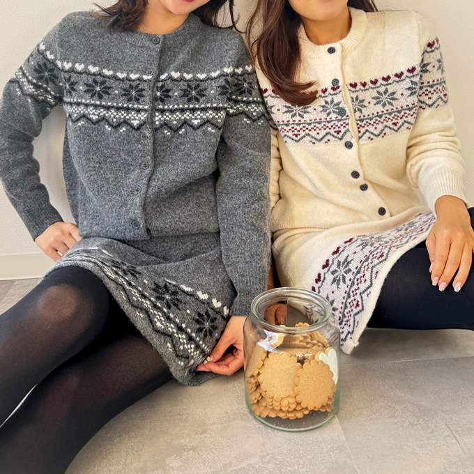 ノルディック柄ニットセットアップ【7f-831-06039】