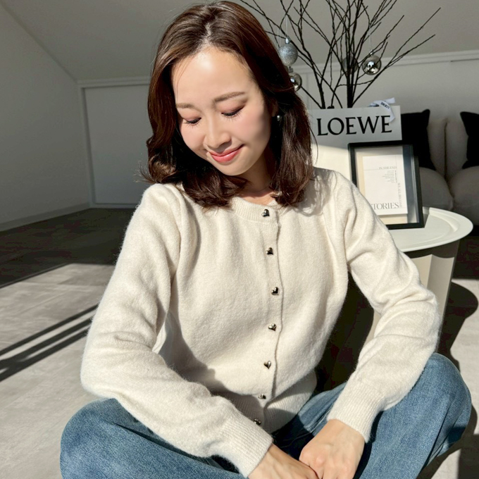 ハートボタンカーディガン【7f-831-06036】