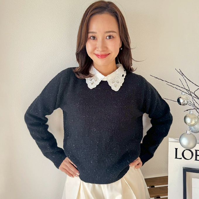 オーガンジーカラーニット【7f-831-06059】