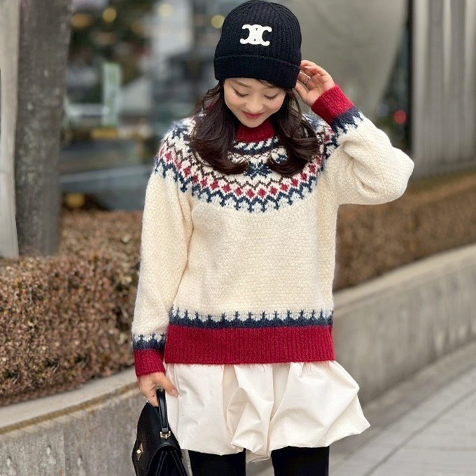 ノルディック柄ニット【7f-831-06097】