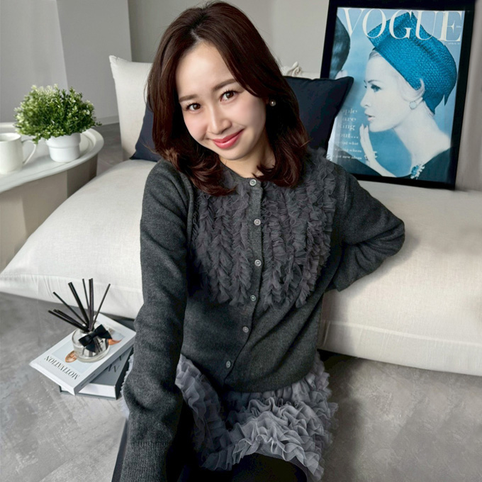 フリルミックスカーデ【7e-831-06119】