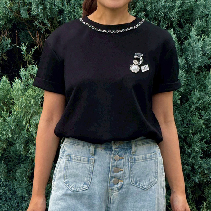 チェーン＆チャーム・アクセントTシャツ【ネコポスOK】【7e-831-06492】