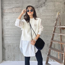 ニットシャツレイヤードトップス 8h 1 グラマラスガーデン