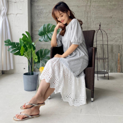 裾パンチングレース チュールワンピース ネコポスok 8e 1 043 グラマラスガーデン