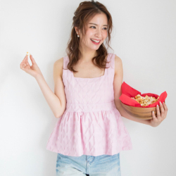 ショート丈ジャガードペプラムキャミソール【ネコポスOK】【7i-831-04484】