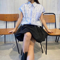 レースレイヤードブラウス【ネコポスOK】【7h-831-04726】