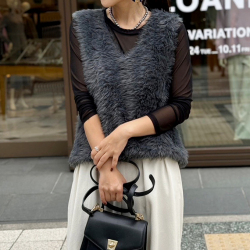 Vネックシャギーニットベスト【7h-831-04826】