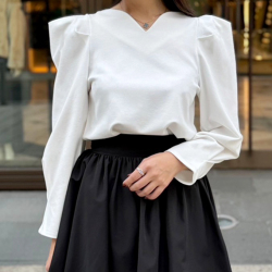 長袖ハートネックパワショルトップス【ネコポスOK】【7h-971-00007】