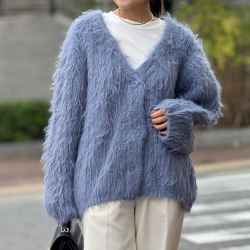 Vネックシャギーニットカーディガン【7h-831-04946】