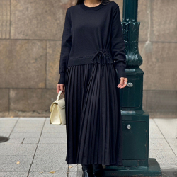 アシメ切替プリーツワンピース【7h-831-04987】