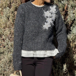 ビジュー付きフラワーラメニット【7h-831-05173】