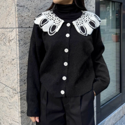 フラワービッグカラーカーディガン【7h-831-05186】