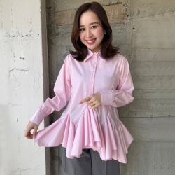 裾切り替えフリルブラウス【ネコポスOK】【7g-831-05264】