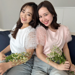 ドットチュールフリルスリーブトップス【ネコポスOK】【7g-831-05421】