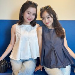 タックデザインノースリーブブラウス【ネコポスOK】【7g-831-05515】