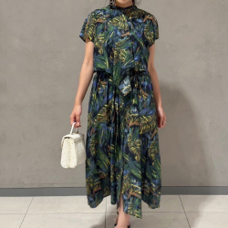 ボタニカルシルクワンピース【7g-174-01114】