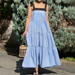 配色ティアードワンピース【7g-831-05455】