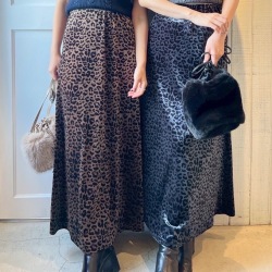 レオパード柄ベロアロングスカート【7f-831-05790】