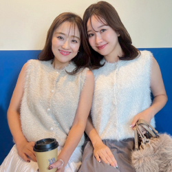 ラメ入りフリンジシャギーノースリーブニット【7f-831-05783】