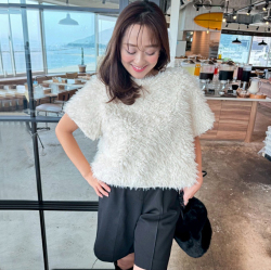 半袖フェイクファートップス【7f-831-05754】