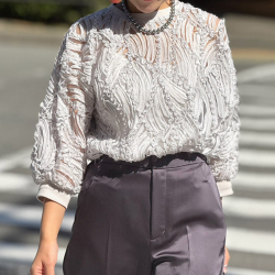 刺繍レースシアープルオーバー【7f-174-01903】