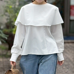 フラップデザインブラウス【7f-211-09770】