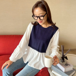 サイドボタン付きドッキングブラウス【ネコポスOK】【7f-831-05941】