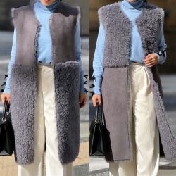 2WAYトスカーナラム風ロングジレ【7f-146-07006】