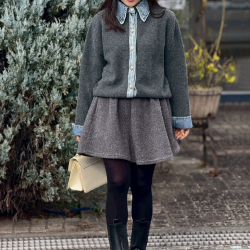 デニムレイヤード風カーディガン【7f-831-06029】