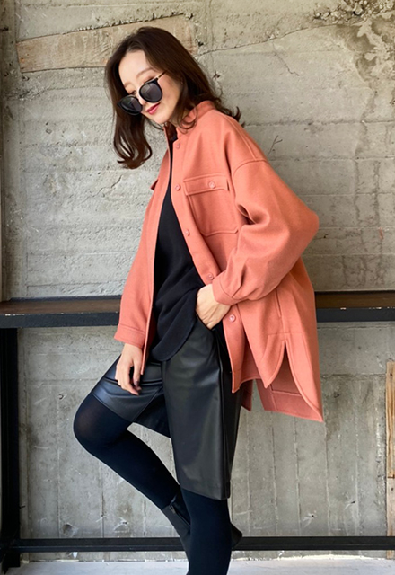 オーバーサイズノーカラージャケット【8f-108-00375】 