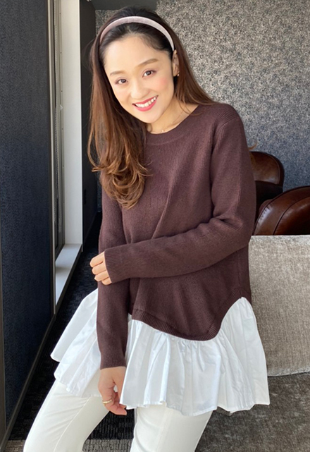 シャツドッキングレイヤードニット【8d-831-02301】 