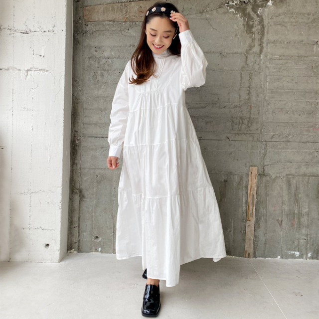 フロントタックティアードワンピース【8c-831-02362】 