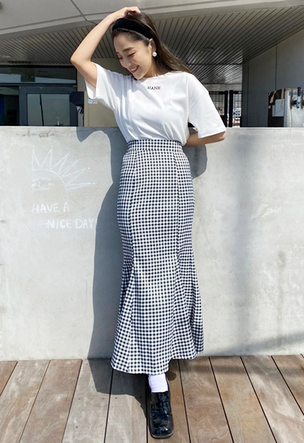 ギンガムチェックマーメイドスカート【8c-138-05021】 