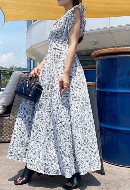 V空き小花柄ワンピース【ネコポスOK】【8c-831-02550】 